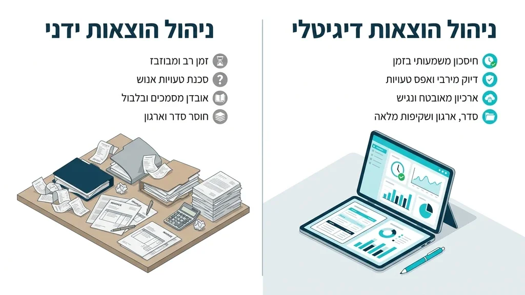 בעל עסק עובר מניירת מבולגנת לניהול הוצאות דיגיטלי באמצעות מערכת חכמה
