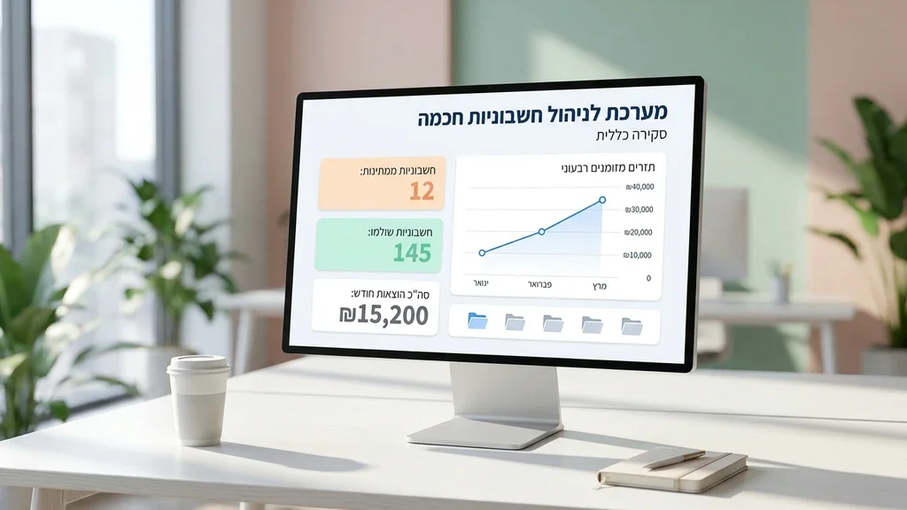 רואה חשבון עובד ביעילות מול נתונים פיננסיים מסודרים
